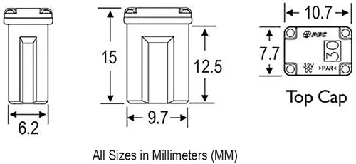 Vista 3 de 608815 Fusibles de cartucho Mcase de 15 amperios - 10 Flosser Micro FMM Mcase Fusible