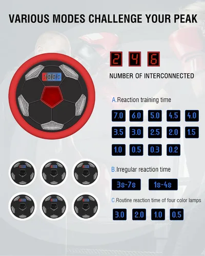Vista 6 de Luces de entrenamiento de agilidad de velocidad, juegos de luces de reacción 4+1 para fútbol, boxeo, fitness, equipo de entrenamiento deportivo