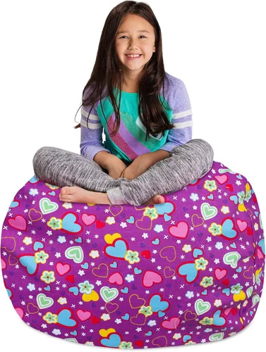Vista 69 de Posh Creations Funda de puf para niños con almacenamiento para animales de peluche - Organizador de juguetes para niños, Mediano 68.58 cm - Lona