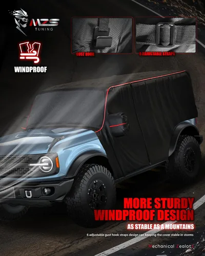 Vista 5 de MZS Funda de cabina compatible con Bronco 2 puertas 2021-2026, 600D al aire libre, impermeable, Bronco cubierta 2dr con cremallera para puerta