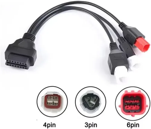 Vista 3 de 3pin 4pin 6pin a 16pin cable conector 3 en 1 OBD2 adaptador de diagnóstico línea de conversión apto para Yamaha Honda Euro5 motocicleta