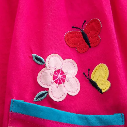 Vista 6 de Vestidos casuales de unicornio de algodón de manga corta y cuello redondo para niñas de 2 a 7 años