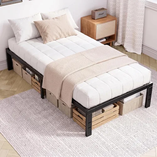 Vista 9 de Sweetcrispy - Marco de cama Queen con plataforma de listones de metal, 12 pulgadas negro (12 Inch Black)