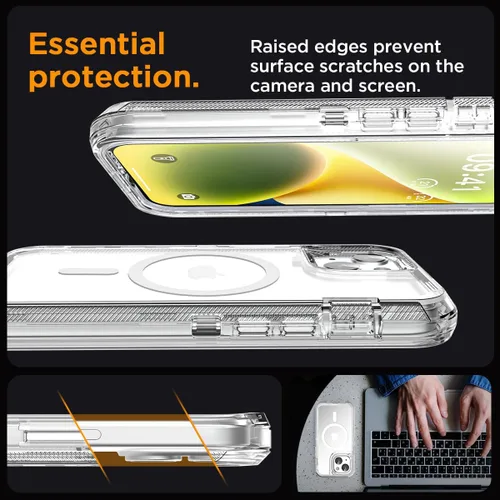 Vista 4 de AICase Funda transparente para iPhone 16e/13/iPhone 14, compatible con MagSafe 3 en 1, resistente protección contra caídas, cuerpo completo, a