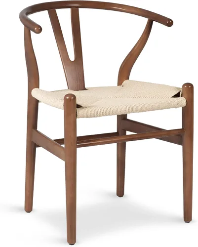 Vista 10 de Poly & BARK Weave Sillas de Comedor – Sillas de Comedor Wishbone Modernas de Mediados de Siglo con Brazos, Marco de Madera Maciza, Uso en Interiores
