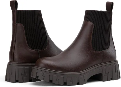 Vista 8 de Jeossy Botines 9610 para mujer, con plataforma Chelsea, tacón grueso, suela elástica