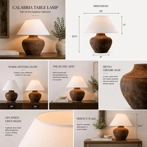 Vista 5 de Troy Lighting PTL1010 Calabria - Lámpara de mesa de 20,5 pulgadas