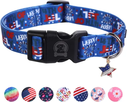 Vista 10 de MR. CHUBBYFACE - Collar de cumpleaños para perro con patrones, suave, ajustable, para perros pequeños, medianos y grandes