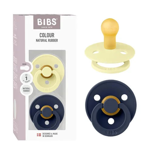 Vista 24 de BIBS - Paquete de 2 chupetes para bebés, goma natural libre de bisfenol A, hechos en Dinamarca, colección Colour, para bebés de 18+ meses, azul bebé