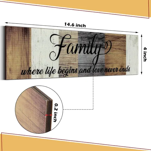 Vista 3 de Jetec Letrero de madera familiar de 3 piezas con texto en inglés "This Is Us", decoración rústica de madera para el hogar, decoración de pared Marrón