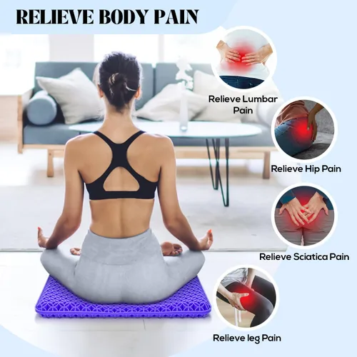 Vista 5 de Cojín de asiento, cojín de gel grueso y grande, fuerte apoyo, ciática y alivio del dolor de espalda, transpirable, fresco, adecuado como cojín