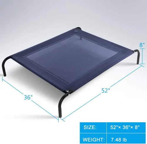 Vista 2 de Cama elevada original grande para perros de 52 x 36 x 8 pulgadas, cuna elevada para mascotas con tela de malla de textileno duradera, alfombrilla
