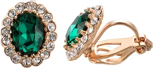 Vista 27 de Yoursfs Austria - Aretes de clip de cristal para mujer, chapados en oro de 18 quilates, joyería de moda con halo de circonita cúbica, aretes sin
