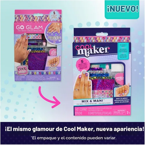 Vista 6 de Cool Maker, Mix & Mani Foil Nail Kit with 6 Sheets & Stickers for 5 DIY Manicures (Packaging May Vary), Arts and Crafts Kids Toys for Ages 7 and up