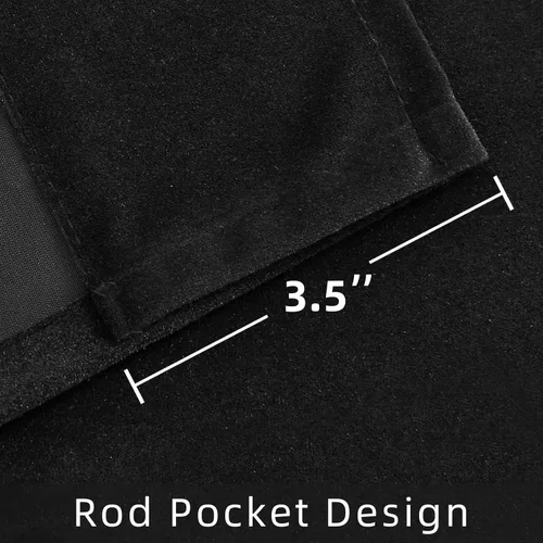 Vista 3 de Joydeco Cortinas de terciopelo negro de 63 pulgadas de largo, 2 paneles, cortinas opacas de lujo con bolsillo para barra, cortinas de ventana