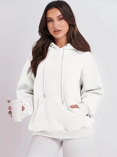 Vista 2 de ANRABESS Sudaderas con capucha de forro polar de gran tamaño para mujer, sudaderas casuales para otoño, moda 2023, trajes de moda Y2K