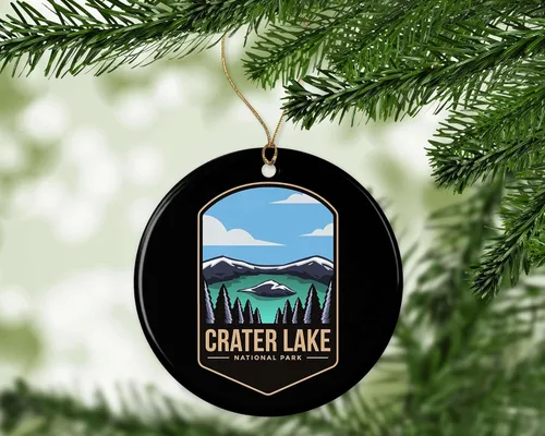 Vista 2 de Adorno de Parque Nacional del Lago Cráter – Regalo del Parque Nacional Crater Lake – Adorno de Navidad de Crater Lake – Decoración del Parque