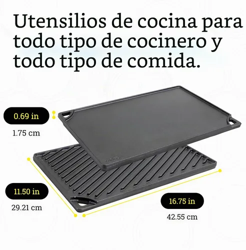 Vista 5 de Lodge Parrilla reversible de hierro fundido XL, 16.75 x 11.5 pulgadas