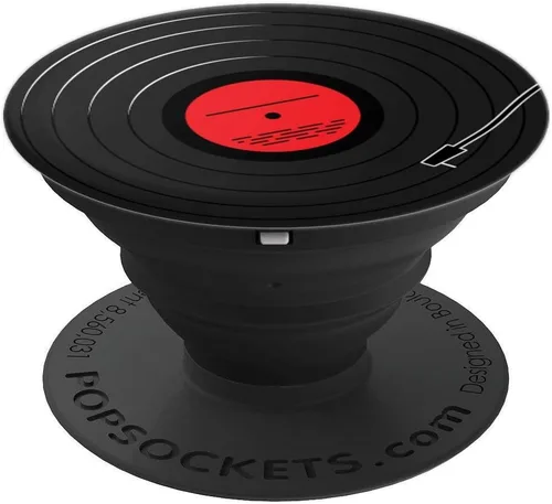 Vista 4 de Retro vinilo álbum reproductor de discos LP arte rojo diseño PopSockets estándar PopGrip