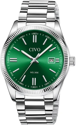 Vista 10 de CIVO Analog Mens Watches Silver: Wrist Watches with Date Easy to Read - Dress Stainless Steel Watch for Men Gifts for Husband Father at Birthday