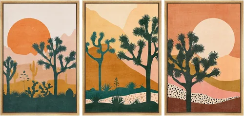 Vista 20 de MUDECOR Lienzo enmarcado para pared, juego de arte de acuarela pastel, bosque de pinos, naturaleza silvestre, ilustraciones modernas, decorativas