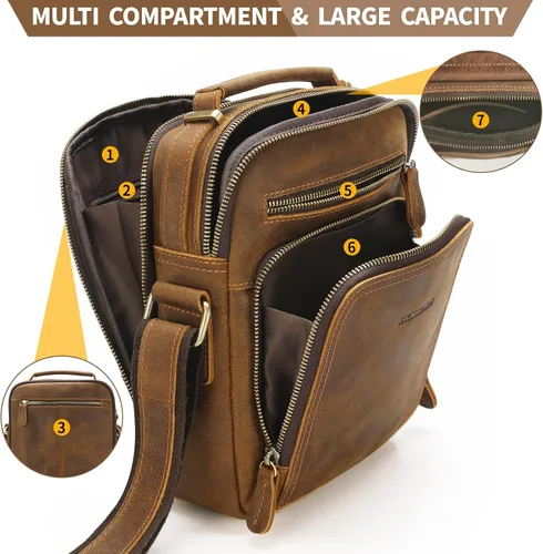 Vista 3 de Jack&Chris Bolso bandolera de cuero para hombre, bolso cruzado para el trabajo, negocios