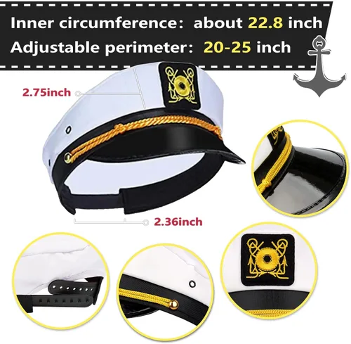 Vista 3 de Yacht Captain Hat for Men Women Adjustable Sailor Hat for Party 146 Pack