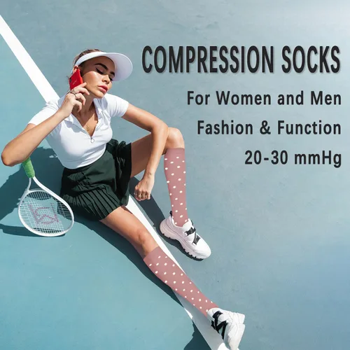 Vista 2 de CTHH 57 pares de calcetines de compresión para mujeres y hombres, medias de compresión para apoyo, correr, atletismo, enfermería, viajes