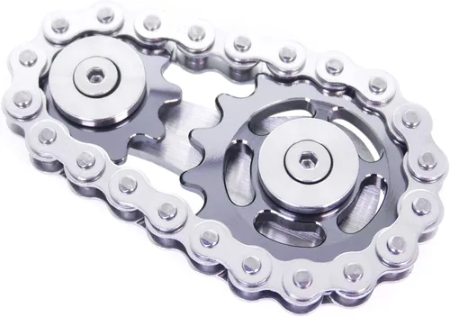 Vista 10 de Fidget Spinner, eslabón de cadena de bicicleta Spinner diseño 2 engranajes Figity Spin Finger Games, mecánica duradera de acero inoxidable
