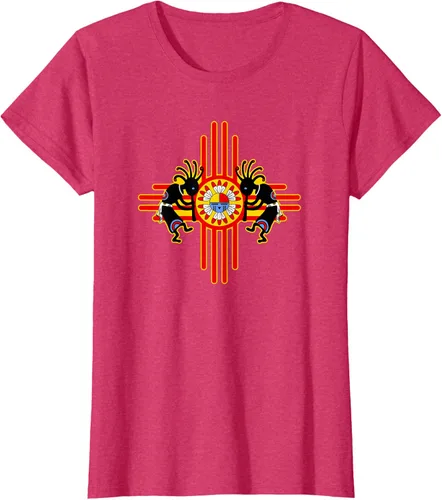 Vista 7 de Native American Kokopelli Kachina Zia Symbol 2 - Camiseta divertida para fanáticos, Negro
