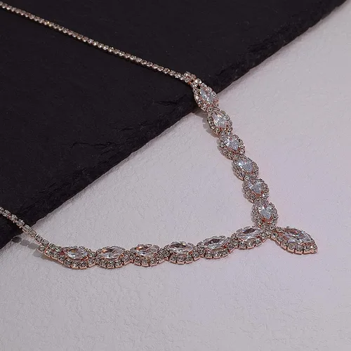 Vista 5 de Juego de collar y aretes de diamantes de imitación de circonita cúbica para Navidad, novia, dama de honor, boda, fiesta de noche, graduación