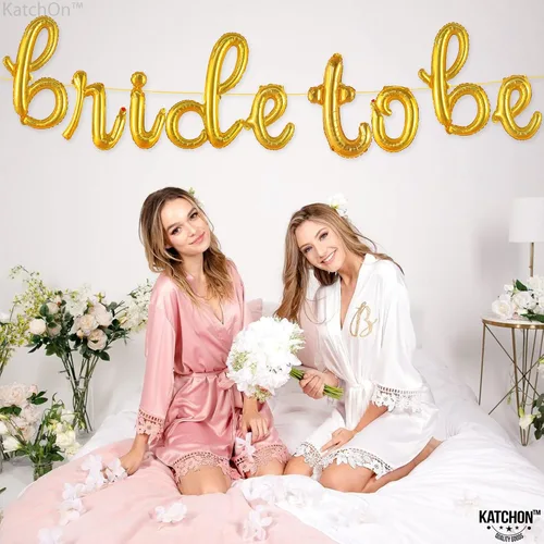 Vista 5 de KatchOn, Globos dorados con texto en inglés "Bride To Be", 16 pulgadas, globos de despedida de soltera para decoraciones de despedida de soltera, Oro