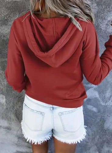 Vista 2 de Dokotoo - Sudaderas con capucha para mujer, con cuello de botón y cordón de ajuste, sudaderas casuales de manga larga