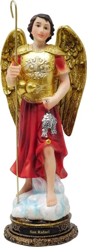 Vista 3 de DVDMATINEMOVIES - Estatua de resina de Arcángel San Rafael, varios tamaños, material de resina, arcángel San Rafael, decoración del hogar, eventos