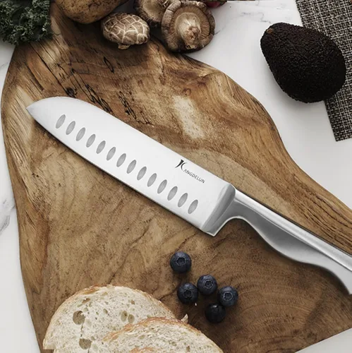 Vista 7 de Kangdelun Juego de cuchillos de cocina ultra afilados de 15 piezas con bloque de madera, mango ergonómico antideslizante exclusivo, acero 50CR15MOV