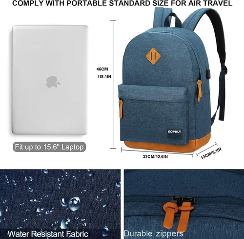 Vista 2 de Mochila Grande de Equipaje de Mano para Portátil para Viajes, Azul