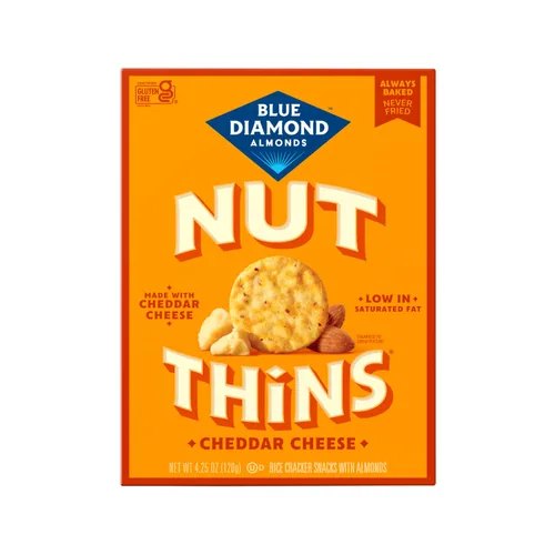 Vista 10 de Blue Diamond Almond Nut Thins, Queso Cheddar, 4.25 Oz (Paquete de 4)