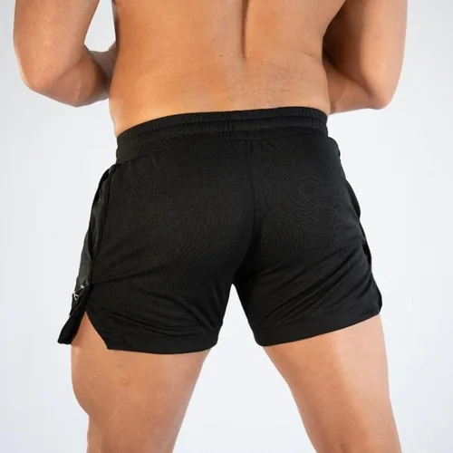 Vista 4 de Pantalones cortos de gimnasio para hombre, pantalones cortos de entrenamiento de gimnasio de 3 pulgadas, pantalones cortos ajustados