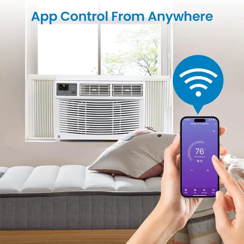 Vista 3 de Litake Aire acondicionado inteligente de ventana de 8,000 BTU, enfría hasta 350 pies cuadrados con control remoto y WiFi, ahorro de energía