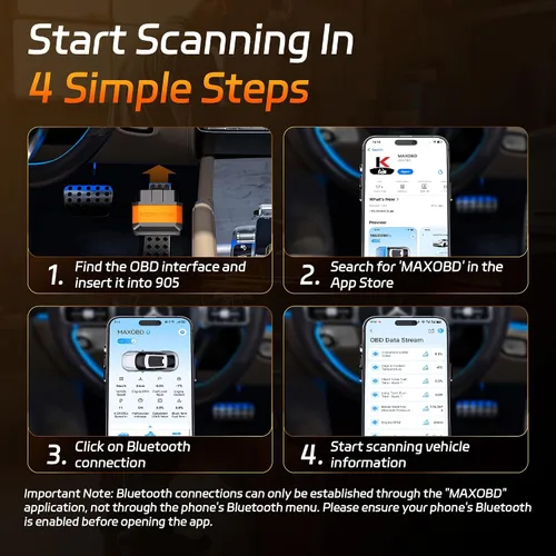 Vista 6 de KONNWEI Escáner OBD2 Bluetooth 5.2, herramienta de diagnóstico de escáner de coche inalámbrico para iOS y Android para pruebas de rendimiento
