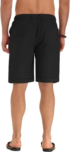 Vista 20 de Sailwind Pantalones cortos de lino para hombre, pantalones cortos casuales de playa con cordón
