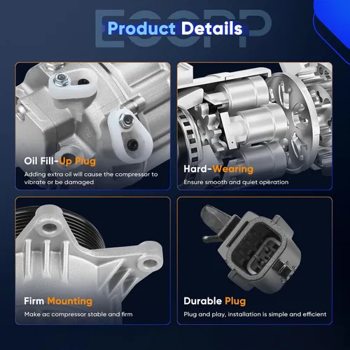 Vista 3 de ECCPP Compresor de CA 2007-2019 para Infiniti QX60 para Nissan Altima para Nissan Pathfinder 3.5L