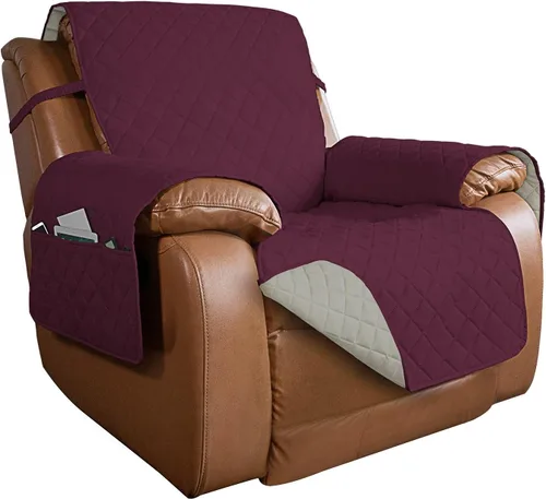 Vista 96 de PureFit - Funda de sofá acolchada reversible, protector de muebles impermeable, funda de sofá lavable con espuma antideslizante y correas elásticas