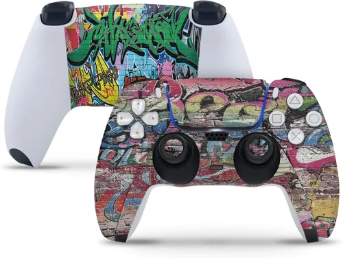 Vista 7 de GNG PS5 - Calcomanía de vinilo para consola digital con diseño de graffiti + 2 fundas para controladores