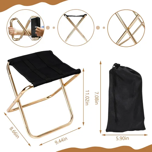 Vista 3 de Mini taburete de campamento plegable y ligero, silla portátil para exteriores, reposapiés para pesca, senderismo, jardinería y playa, tela Oxford