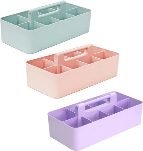 Vista 29 de Cesta grande portátil, divisores DIY, 8 compartimentos, organizador para suministros escolares, de oficina, para el hogar y negocios, cesta portátil