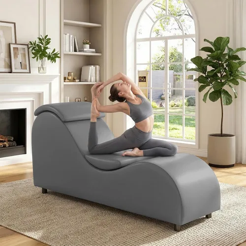Vista 10 de Mjkone Elegante silla de yoga, tumbona curvada para adultos, color negro