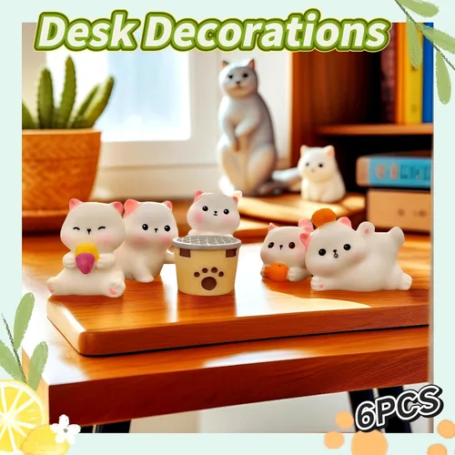 Vista 4 de 6 piezas de figuritas de gato en miniatura, gatos en miniatura de resina, figuritas de gatos en miniatura, animales lindos, figuritas de gato