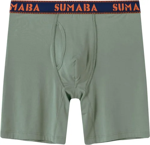 Vista 3 de SUMABA Calzoncillos tipo bóxer de pierna larga para hombre, con bolsa que no se suben para hombre 1 paquete: verde militar02