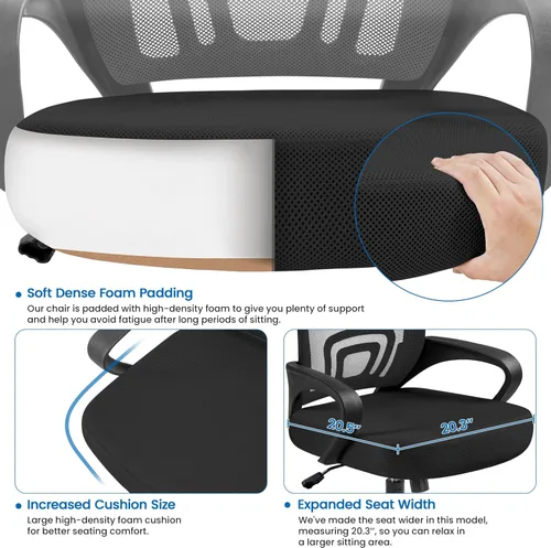 Vista 5 de Topeakmart - Silla de oficina con respaldo trasero giratorio para escritorio